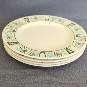Cathay Atomic Starburst Pattern By Taylorstone Set Of 4 Bread Plates.